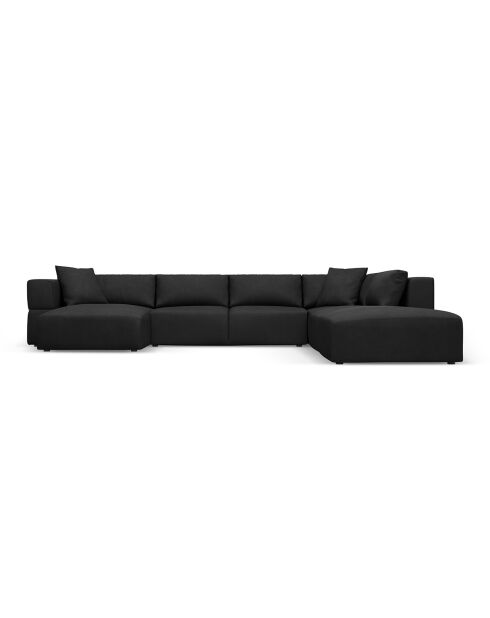 Canapé d'angle Panoramique droit Esther 6 Places noir - 380x298x78 cm