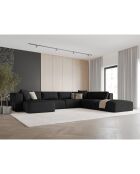 Canapé d'angle Panoramique droit Esther 6 Places noir - 380x298x78 cm