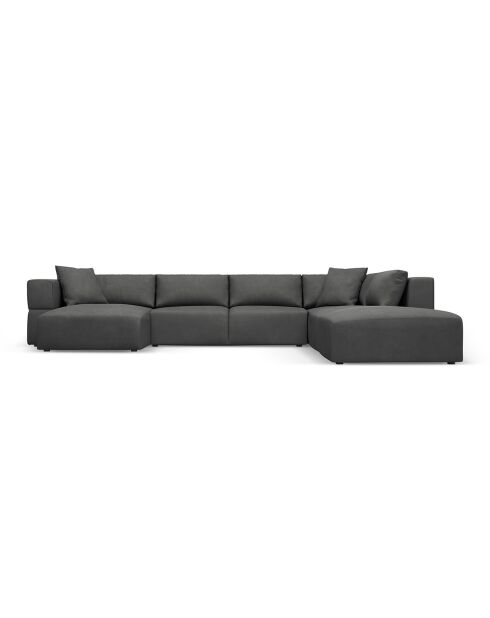 Canapé d'angle Panoramique droit Esther 6 Places gris foncé - 380x298x78 cm
