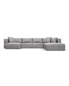 Canapé d'angle Panoramique droit Esther 6 Places gris clair - 380x298x78 cm