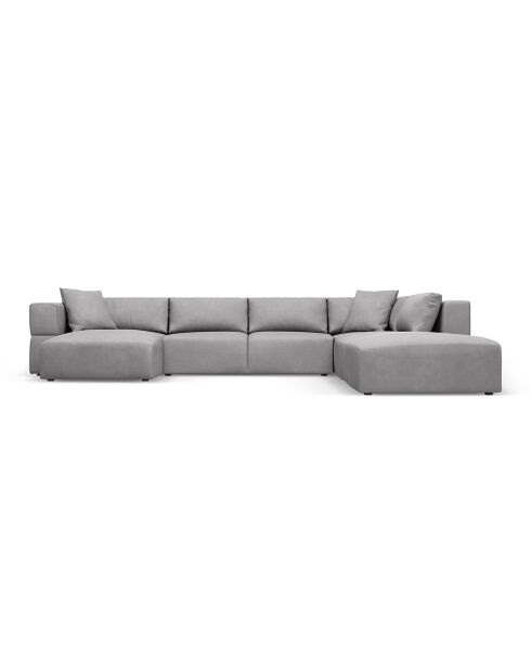 Canapé d'angle Panoramique droit Esther 6 Places gris clair - 380x298x78 cm