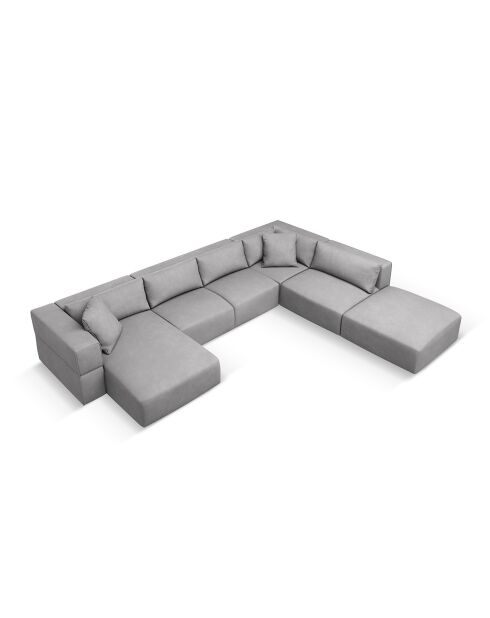 Canapé d'angle Panoramique droit Esther 6 Places gris clair - 380x298x78 cm