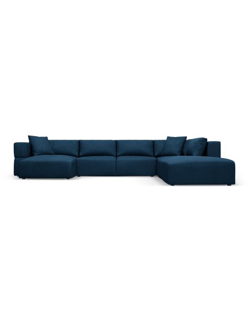 Canapé d'angle Panoramique droit Esther 6 Places bleu roi - 380x298x78 cm