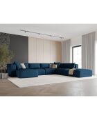 Canapé d'angle Panoramique droit Esther 6 Places bleu roi - 380x298x78 cm