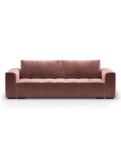 Canapé Velours Convertible avec Coffre Luca 3 Places rose - 250x105x87 cm
