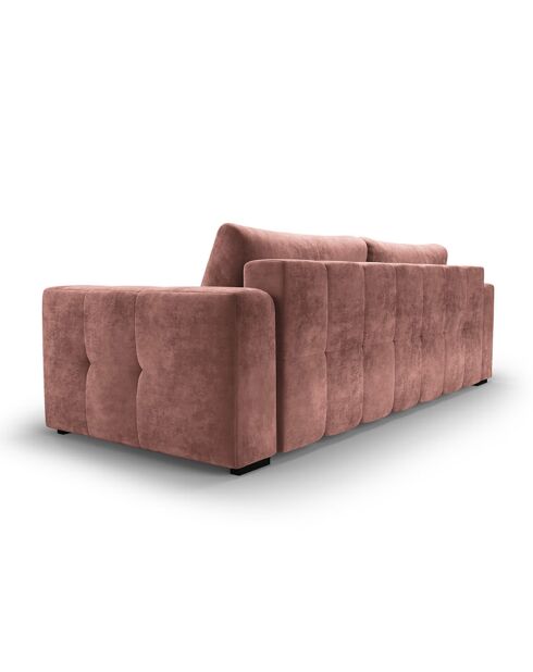 Canapé Velours Convertible avec Coffre Luca 3 Places rose - 250x105x87 cm