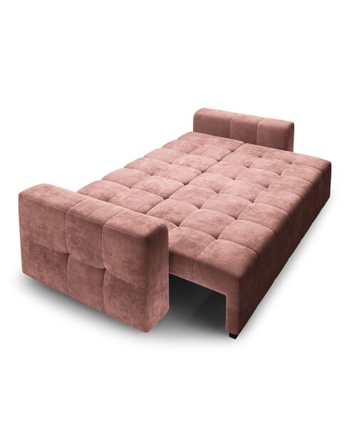 Canapé Velours Convertible avec Coffre Luca 3 Places rose - 250x105x87 cm