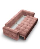 Canapé Velours Convertible avec Coffre Luca 3 Places rose - 250x105x87 cm