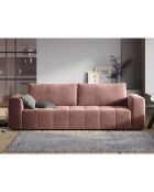 Canapé Velours Convertible avec Coffre Luca 3 Places rose - 250x105x87 cm