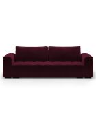Canapé Velours Convertible avec Coffre Luca 3 Places rouge foncé - 250x105x87 cm
