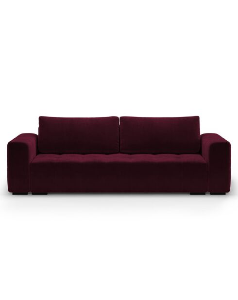 Canapé Velours Convertible avec Coffre Luca 3 Places rouge foncé - 250x105x87 cm