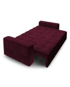 Canapé Velours Convertible avec Coffre Luca 3 Places rouge foncé - 250x105x87 cm