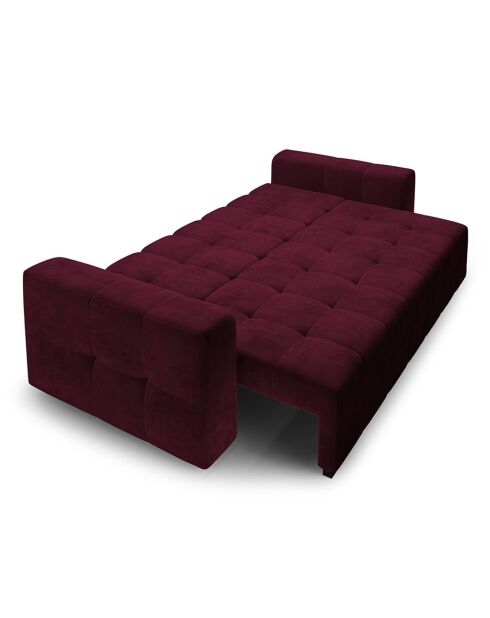 Canapé Velours Convertible avec Coffre Luca 3 Places rouge foncé - 250x105x87 cm