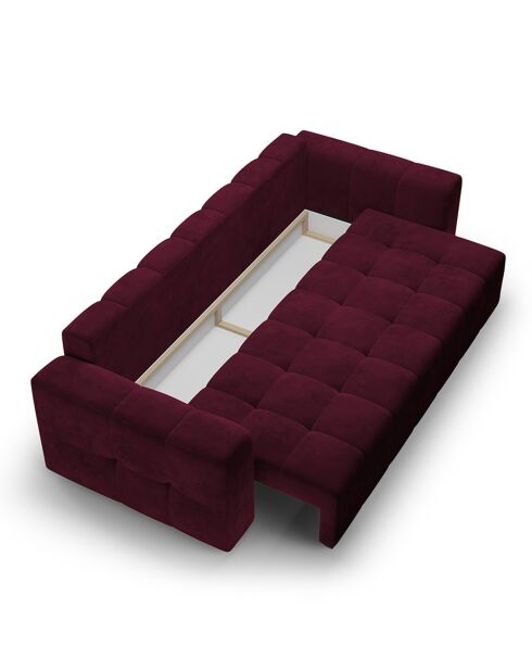 Canapé Velours Convertible avec Coffre Luca 3 Places rouge foncé - 250x105x87 cm