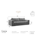 Canapé Velours Convertible avec Coffre Luca 3 Places rouge foncé - 250x105x87 cm