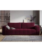 Canapé Velours Convertible avec Coffre Luca 3 Places rouge foncé - 250x105x87 cm