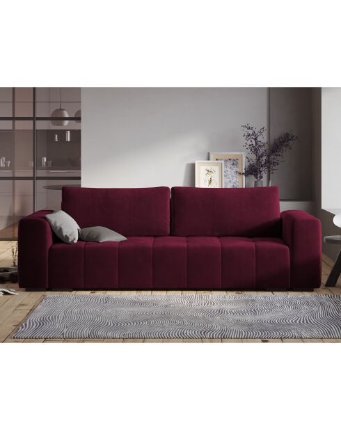 Canapé Velours Convertible avec Coffre Luca 3 Places rouge foncé - 250x105x87 cm