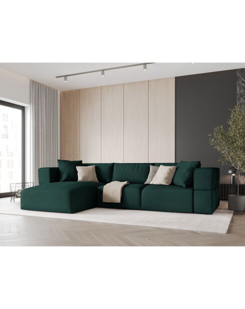 Canapé d'angle Gauche Esther 4 Places vert bouteille - 305x175x78 cm