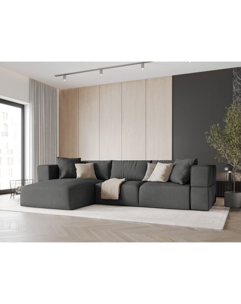 Canapé d'angle Gauche Esther 4 Places gris foncé - 305x175x78 cm