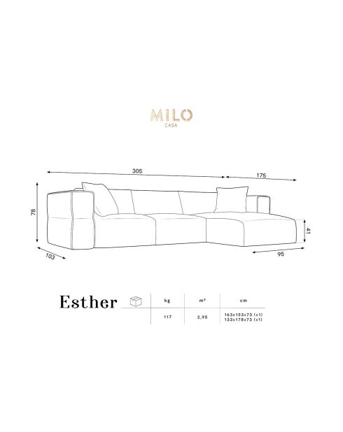 Canapé d'angle Droit Esther 4 Places beige - 305x175x78 cm
