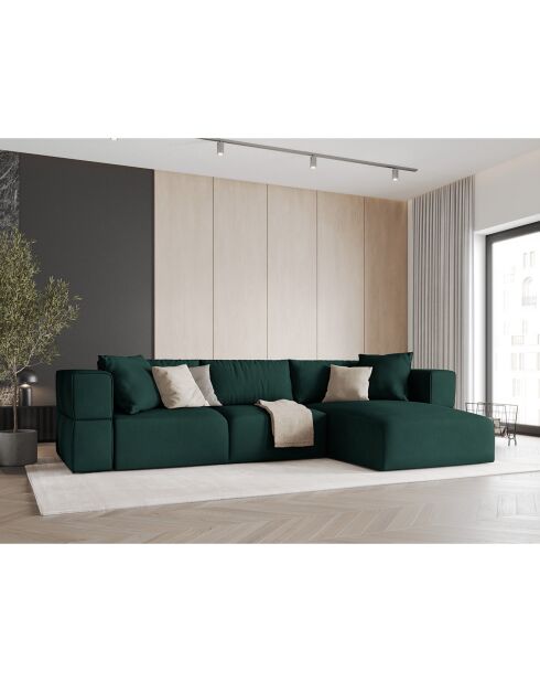 Canapé d'angle Droit Esther 4 Places vert bouteille - 305x175x78 cm