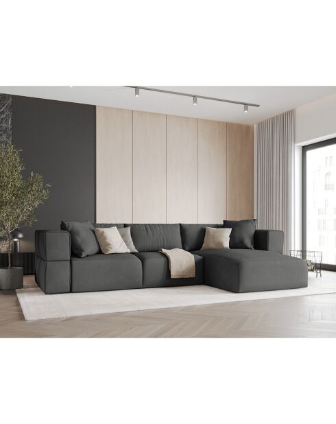 Canapé d'angle Droit Esther 4 Places gris foncé - 305x175x78 cm