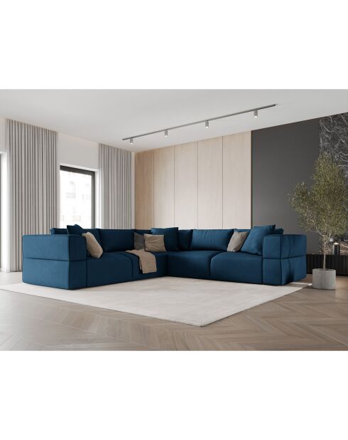 Canapé d'angle Symétrique Esther 6 Places bleu roi - 285x285x78 cm