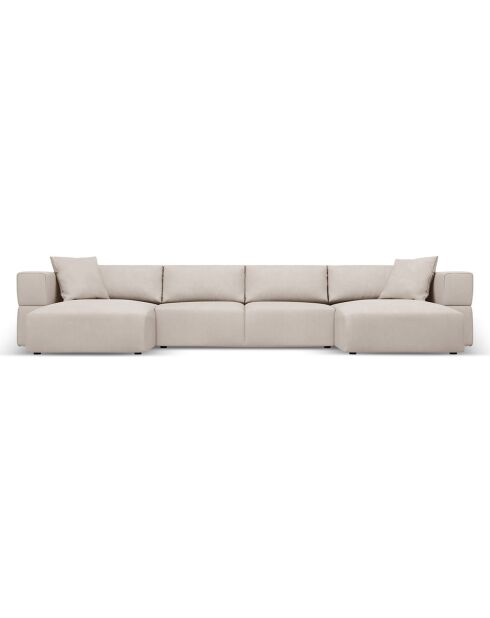 Canapé Panoramique Esther 5 Places beige - 400x175x78 cm