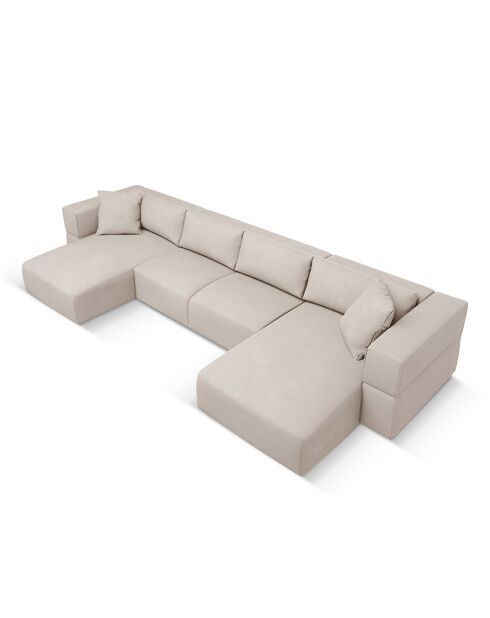 Canapé Panoramique Esther 5 Places beige - 400x175x78 cm