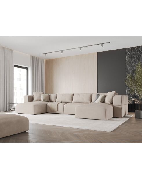 Canapé Panoramique Esther 5 Places beige - 400x175x78 cm