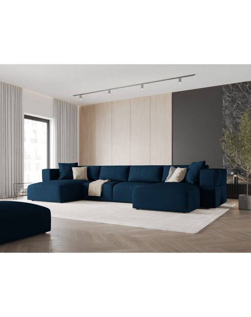 Canapé Panoramique Esther 5 Places bleu roi - 400x175x78 cm