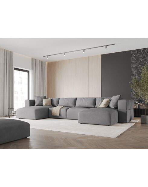 Canapé Panoramique Esther 5 Places gris clair - 400x175x78 cm