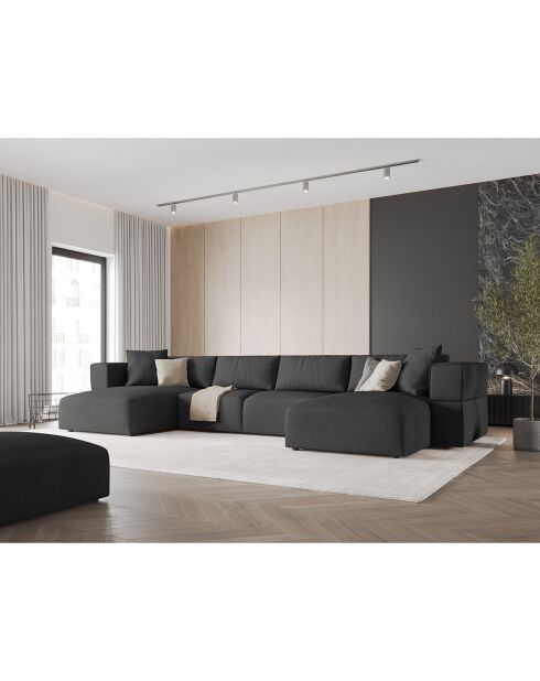 Canapé Panoramique Esther 5 Places gris foncé - 400x175x78 cm