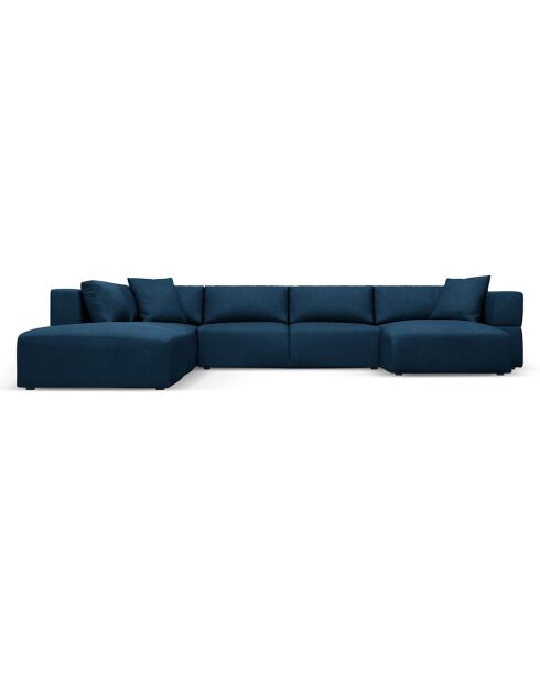 Canapé d'angle Panoramique gauche Esther 6 Places bleu roi - 380x298x78 cm