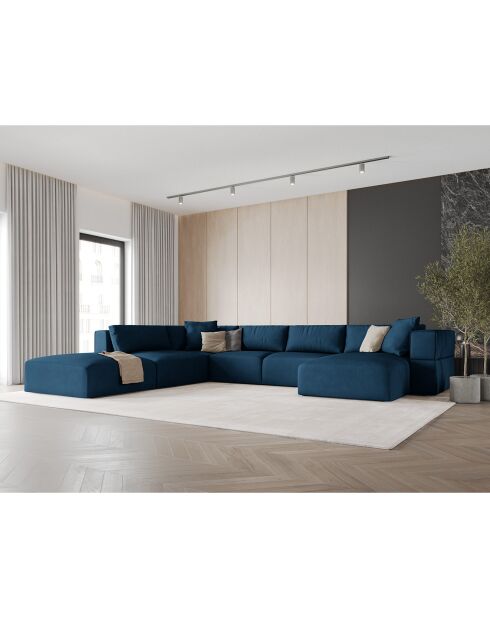 Canapé d'angle Panoramique gauche Esther 6 Places bleu roi - 380x298x78 cm