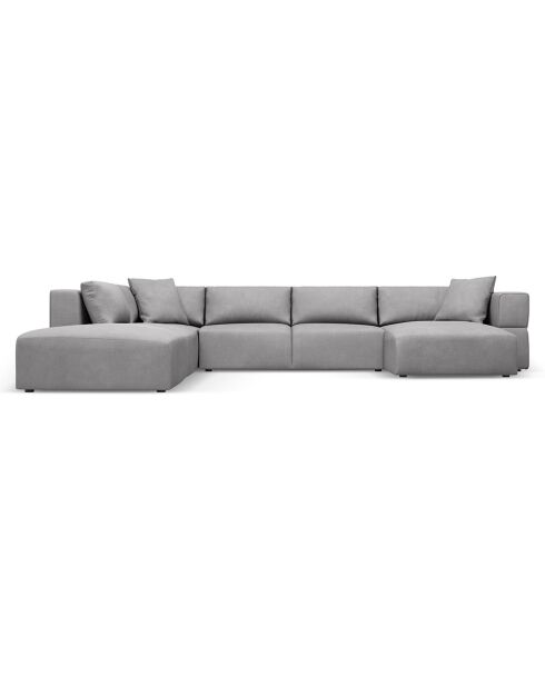 Canapé d'angle Panoramique gauche Esther 6 Places gris clair - 380x298x78 cm