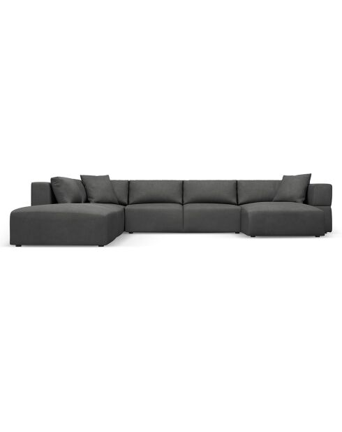 Canapé d'angle Panoramique gauche Esther 6 Places gris foncé - 380x298x78 cm
