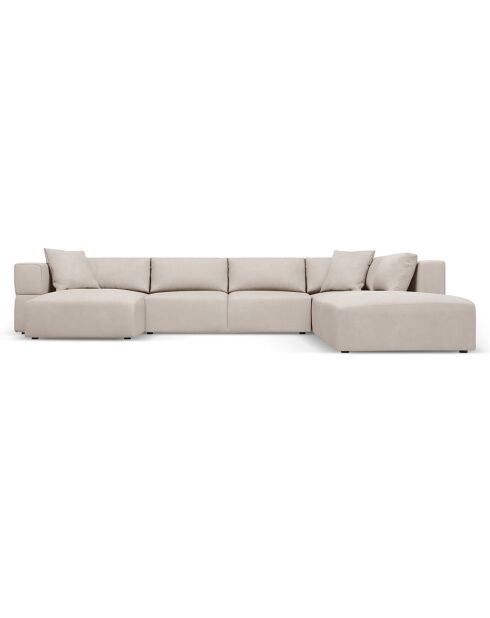 Canapé d'angle Panoramique droit Esther 6 Places beige - 380x298x78 cm