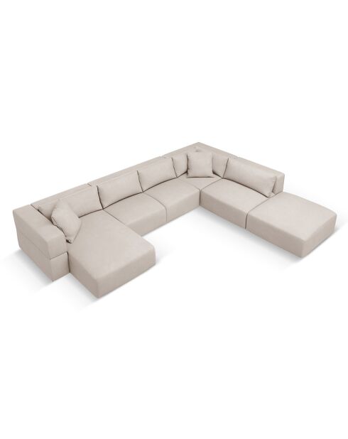 Canapé d'angle Panoramique droit Esther 6 Places beige - 380x298x78 cm