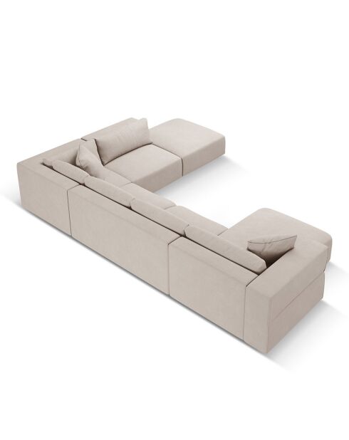 Canapé d'angle Panoramique droit Esther 6 Places beige - 380x298x78 cm