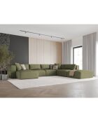 Canapé d'angle Panoramique droit Esther 6 Places vert clair - 380x298x78 cm