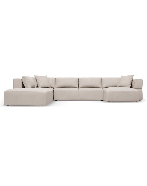 Canapé d'angle Panoramique gauche Esther 6 Places beige - 380x298x78 cm