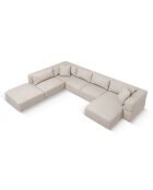 Canapé d'angle Panoramique gauche Esther 6 Places beige - 380x298x78 cm