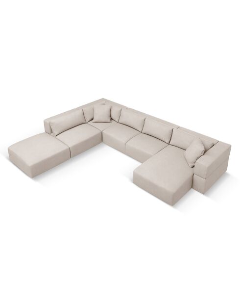Canapé d'angle Panoramique gauche Esther 6 Places beige - 380x298x78 cm