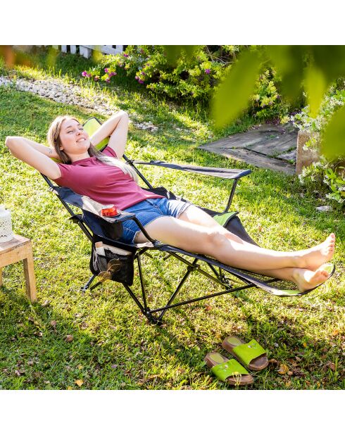 Chaise de camping pliante Kampfort noir/vert