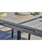 Ensemble de jardin Table OLHOS-TB250 avec rallonge +  6 fauteuils ALU-MIAMI-FT empilables gris anthracite
