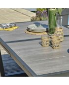 Ensemble de jardin Table OLHOS-TB250 avec rallonge +  6 fauteuils ALU-MIAMI-FT empilables gris anthracite