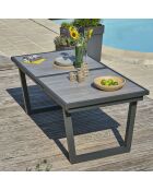 Ensemble de jardin Table OLHOS-TB250 avec rallonge +  6 fauteuils ALU-MIAMI-FT empilables gris anthracite