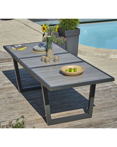 Tuinset OLHOS-TB250 tafel met verlengstuk + 8 stapelbare ALU-MIAMI-FT fauteuils antracietgrijs