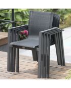 Tuinset OLHOS-TB250 tafel met verlengstuk + 8 stapelbare ALU-MIAMI-FT fauteuils antracietgrijs